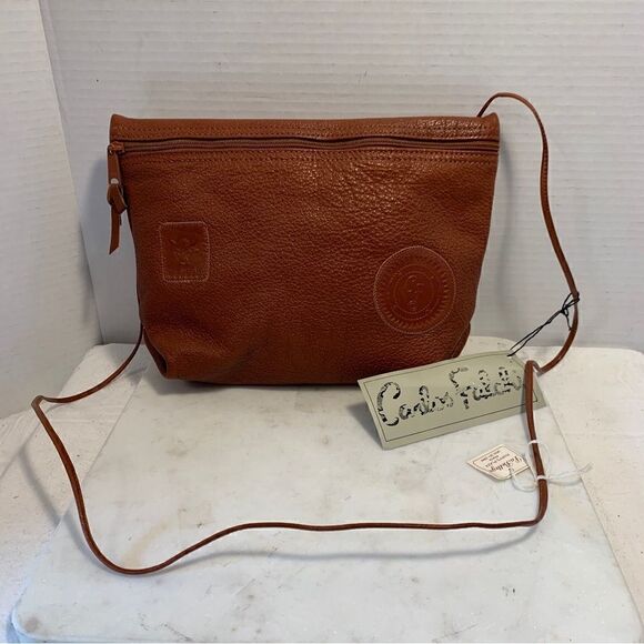 VTG Carlos Falchi buffalo leather crossbody bag NWT - Picture 1 of 14